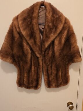 Women's Vintage Brown Luxe Faux Fur Shawl Collar Jacket.